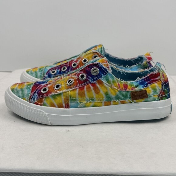 Blowfish Malibu Womens Size 8 Rainbow Tie Dye Play Sneakers Slip On Canvas - Picture 3 of 12